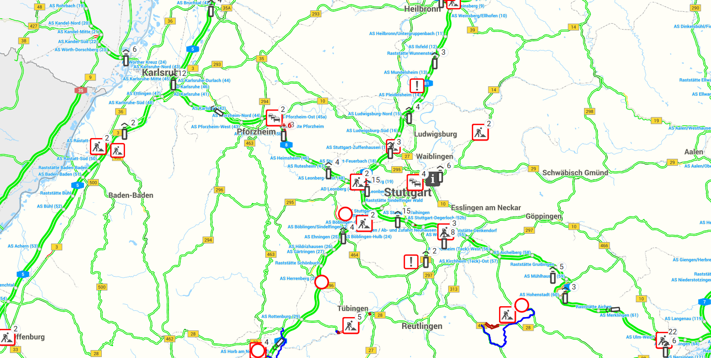 VerkehrsInfo BW - Karte