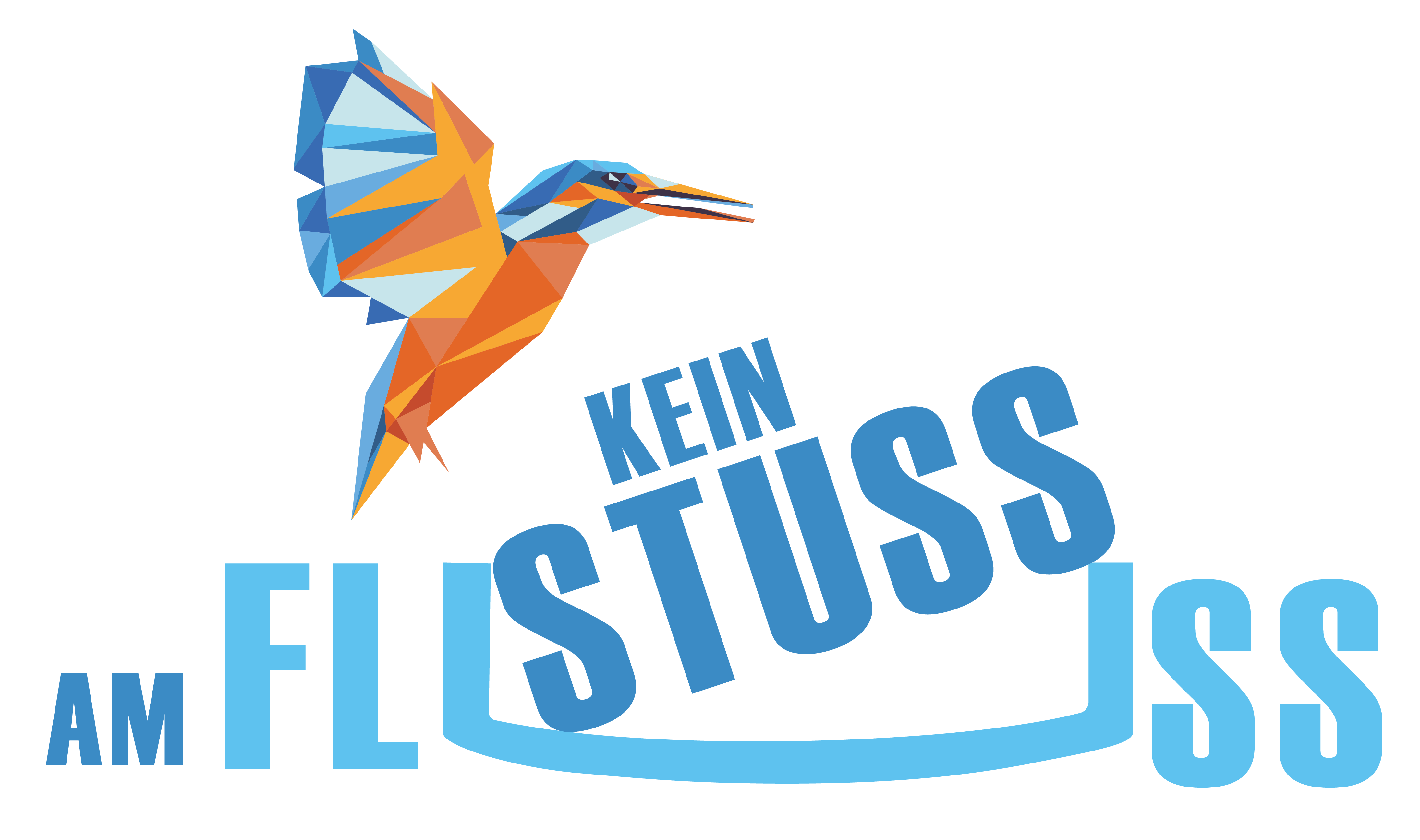 Logo mit Schriftzug "Kein Stuss am Fluss" und ein Vogel ist abgebildet