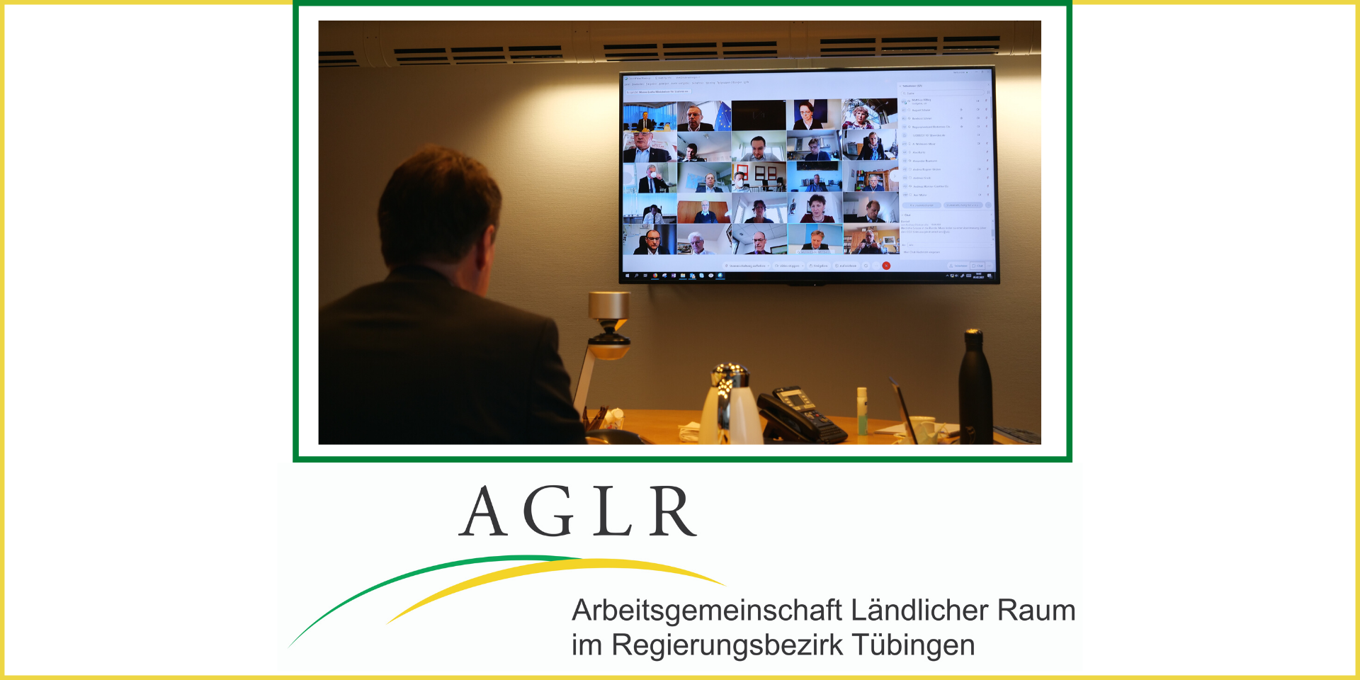 Blick auf die virtuelle AGLR-Sitzung - RP Tappeser im Vordergrund