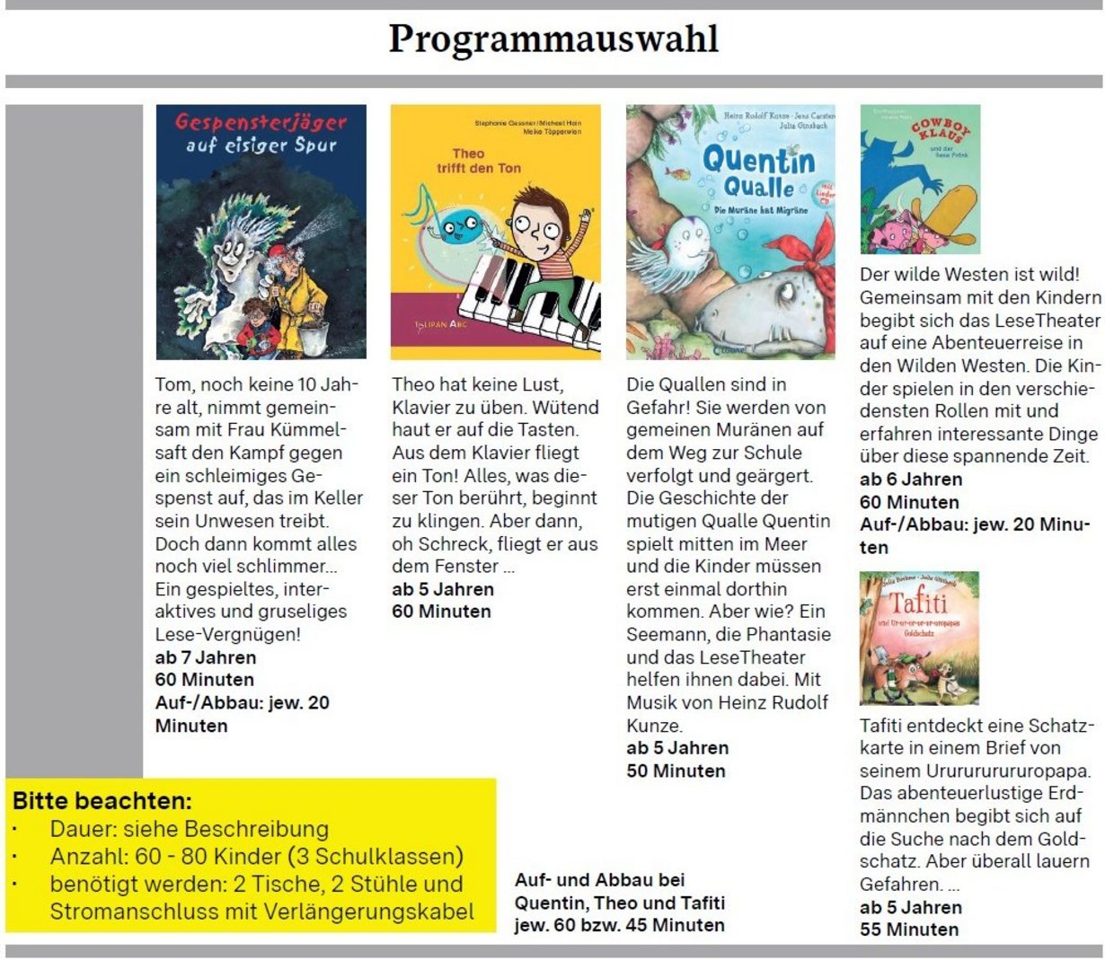 LeseTheater Michael Hain - Programmangebot