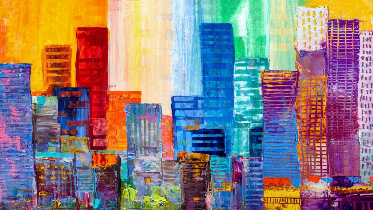 Buntes abstraktes Bild einer städtischen Skyline