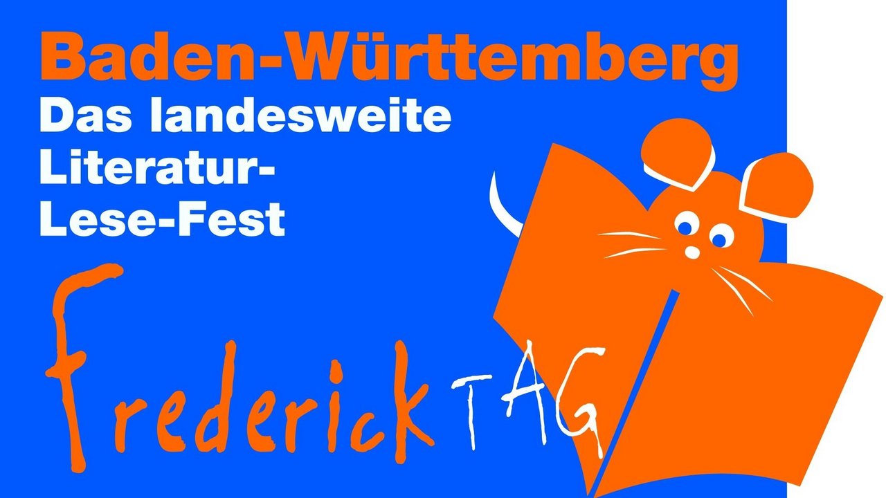 Freiderick-Logo; man sieht einen Schriftzug auf blauen Hintergrund und eine Maus