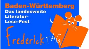 Freiderick-Logo; man sieht einen Schriftzug auf blauen Hintergrund und eine Maus