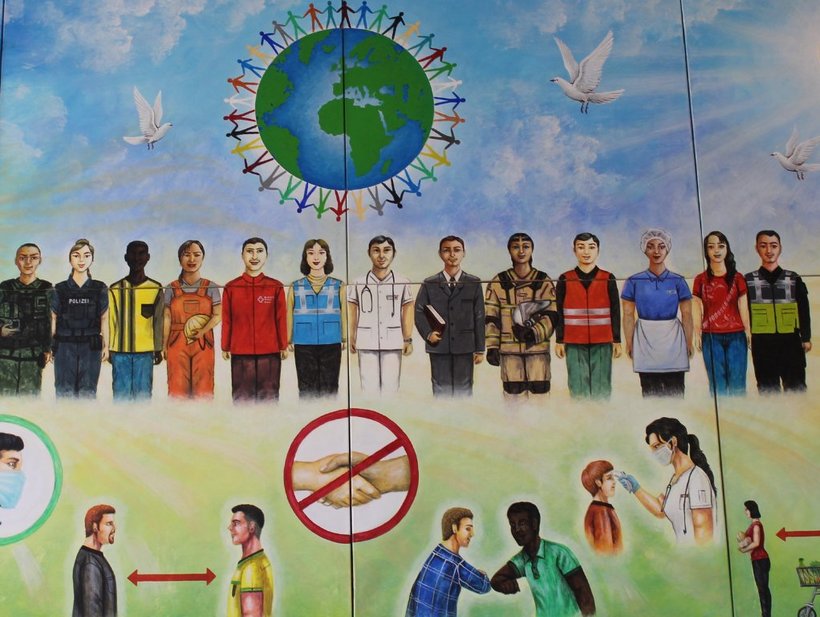 Corona-Plakat in der LEA Sigmaringen