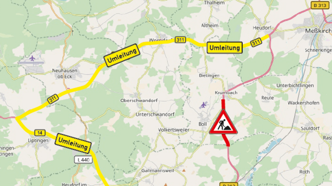B 313 Umleitungsskizze