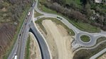Luftbild einer Straßenbaustelle