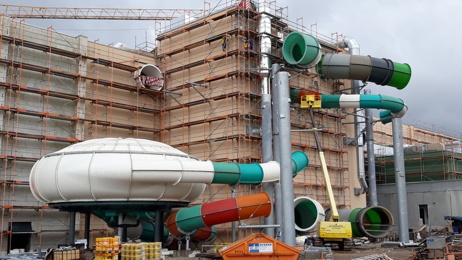 Wasserrutsche Rulantica im Bauzustand im Europa-Park Rust Wasserrutsche Rulantica im Bauzustand im Europa-Park Rust