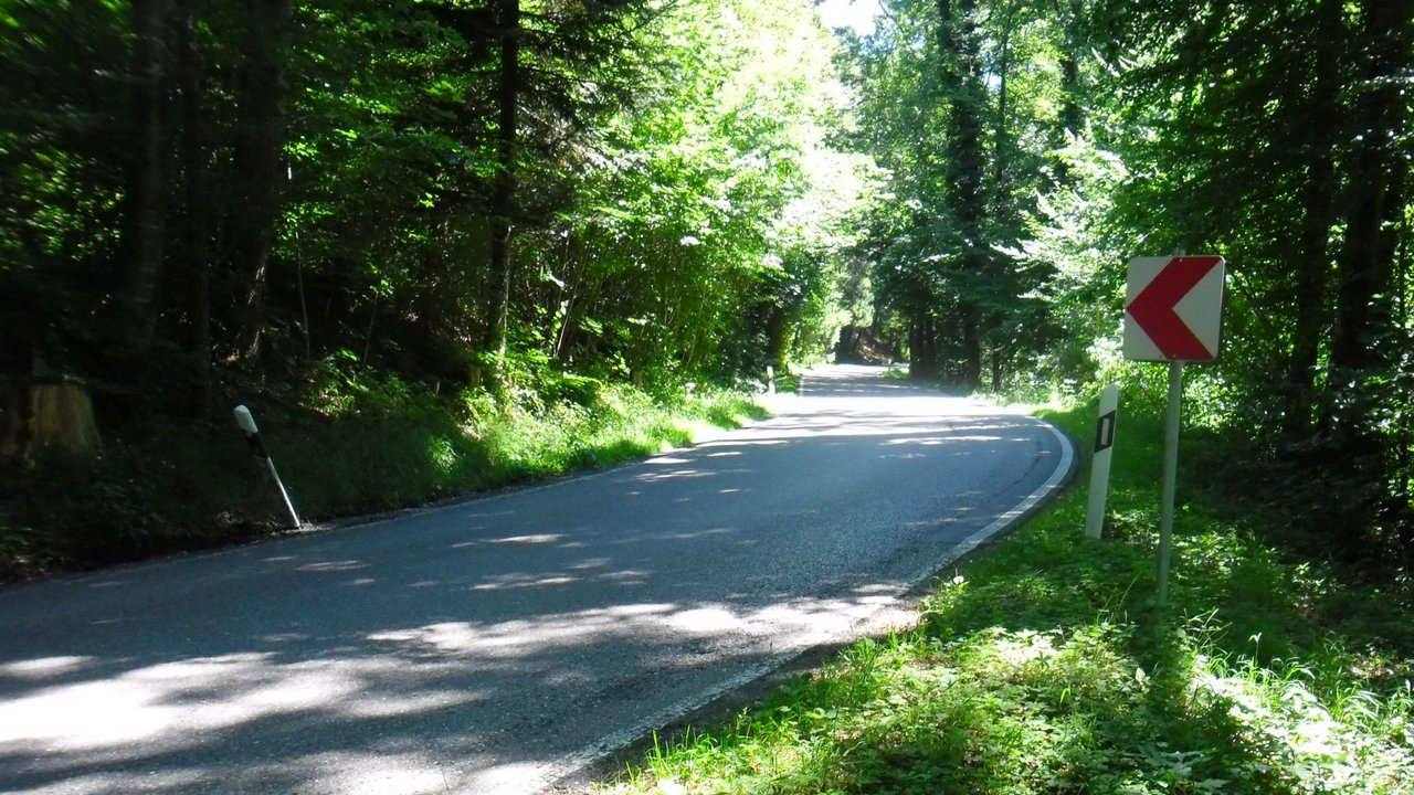 Kurvenreiche Strecke auf der L 333 Pflegelberg - Primisweiler
