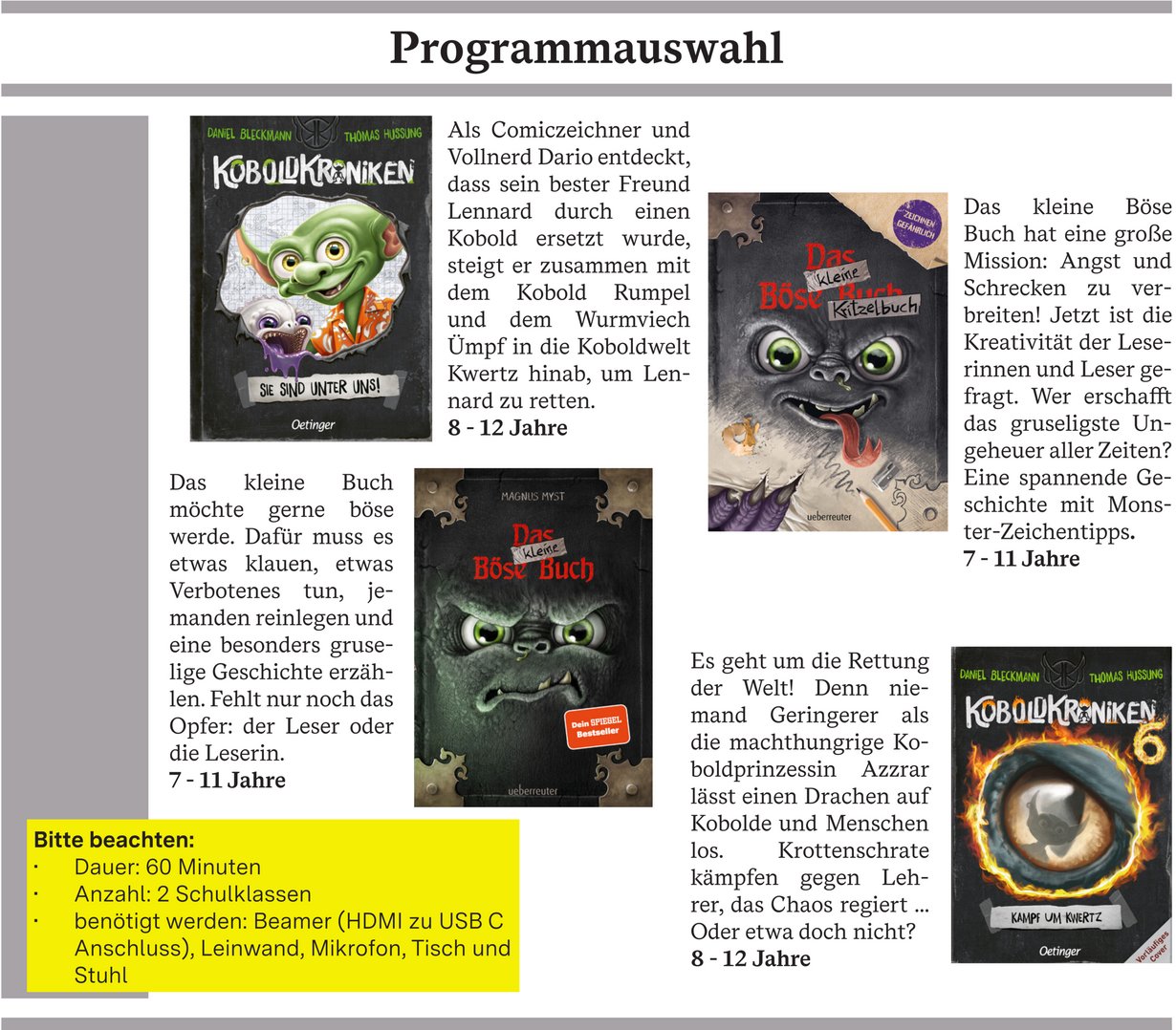 Auszug aus der Programmseite der Veranstaltungsreise 2026 mit Thomas Hussung