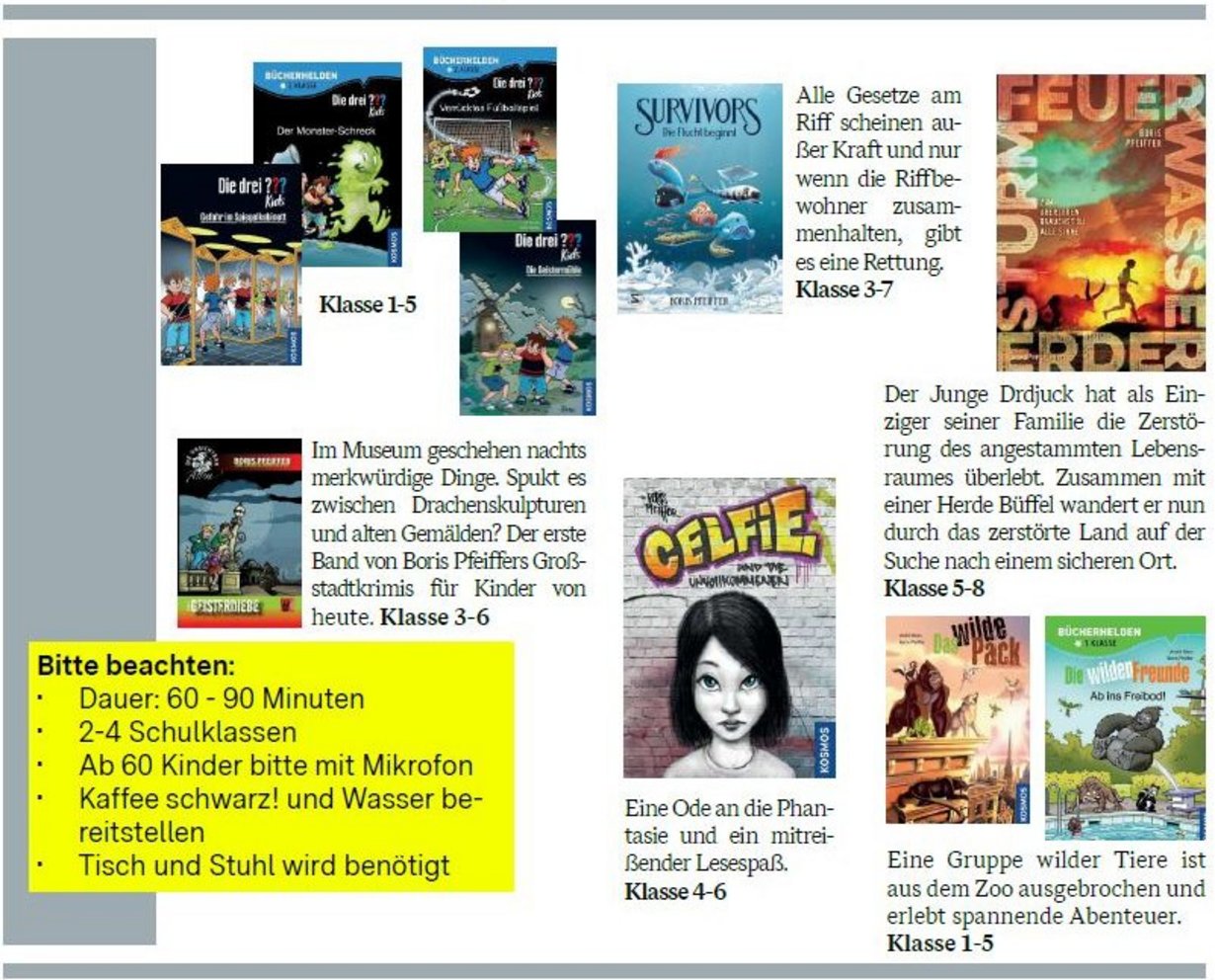 Auszug aus der Programmseite der Frederick-Veranstaltungsreise 2025 mit Boris Pfeiffer