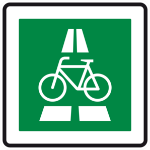 Verkehrsschild Radschnellweg: Ein Fahrrad auf grünem Grund