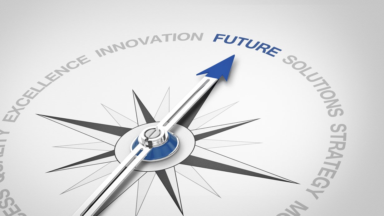 Symbolbild Kompass, die Nadel zeigt in Richtung Zukunft