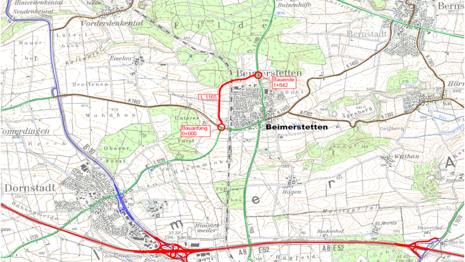 Übersichtsplan L 1165 Ortsumfahung Beimerstetten Übersichtsplan L 1165 Ortsumfahung Beimerstetten