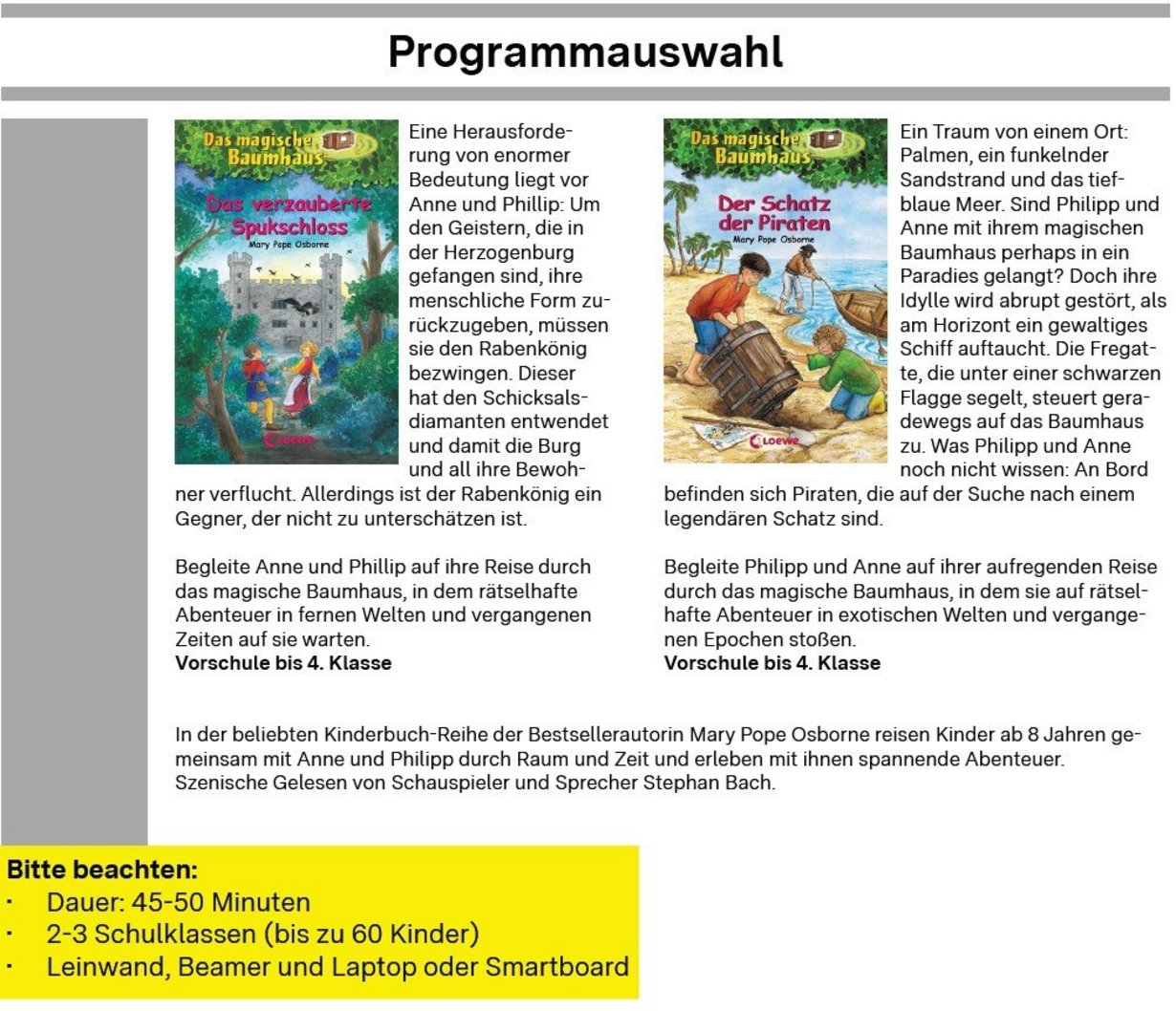 Auszug aus der Programmseite der Frederick-Veranstaltungsreise 2026 mit Stephan Bach