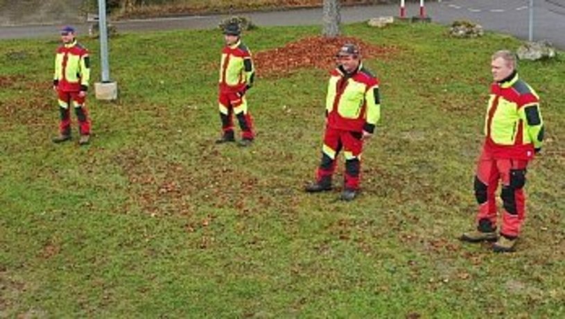 Mitarbeiter Betriebshof Schlichemtalsperre 4 Personen auf einer Wiese