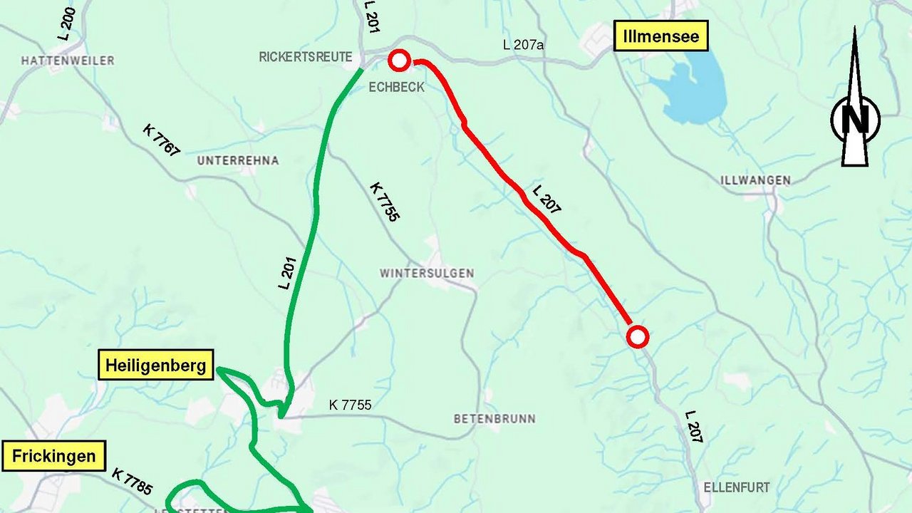 Das Foto zeigt die Umleitungsskizze zu den Erhaltungsmaßnahmen zwischen Ellenfurt und Echbeck
