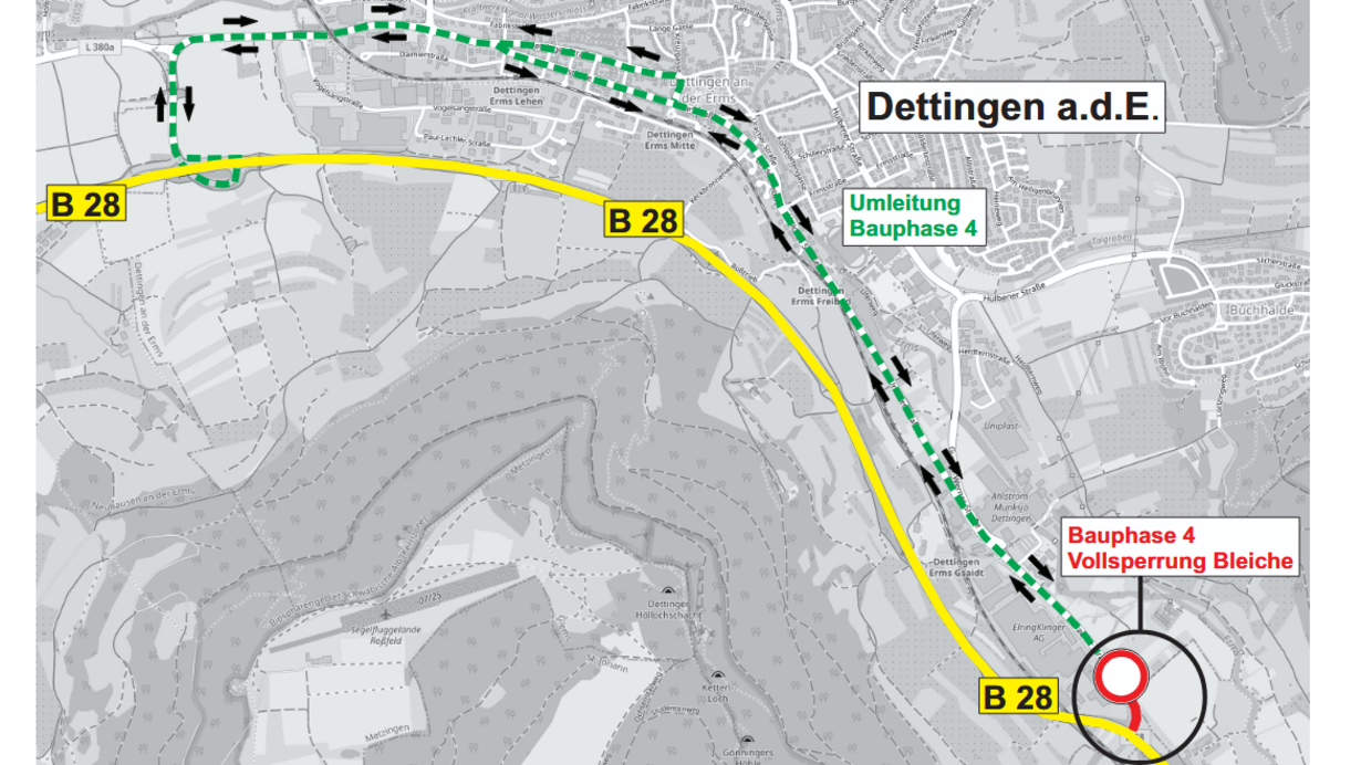 Plan der Verkehrsführung an der Uracher Straße