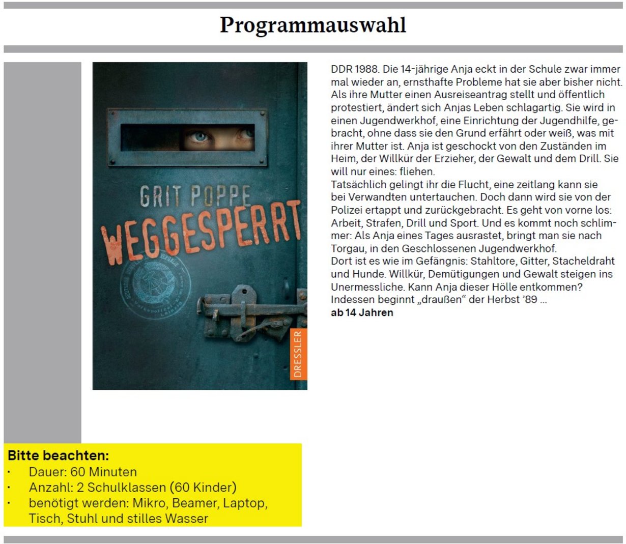 Grit Poppe - Programmangebot