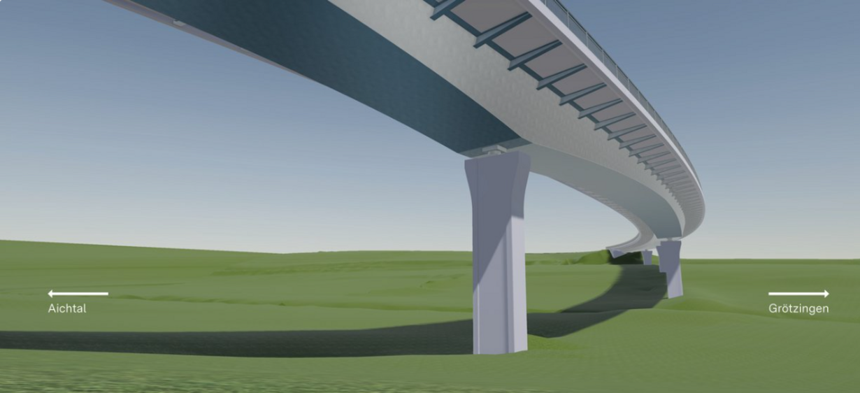 3D- Visualisierung einer Straßenbrücke von unten