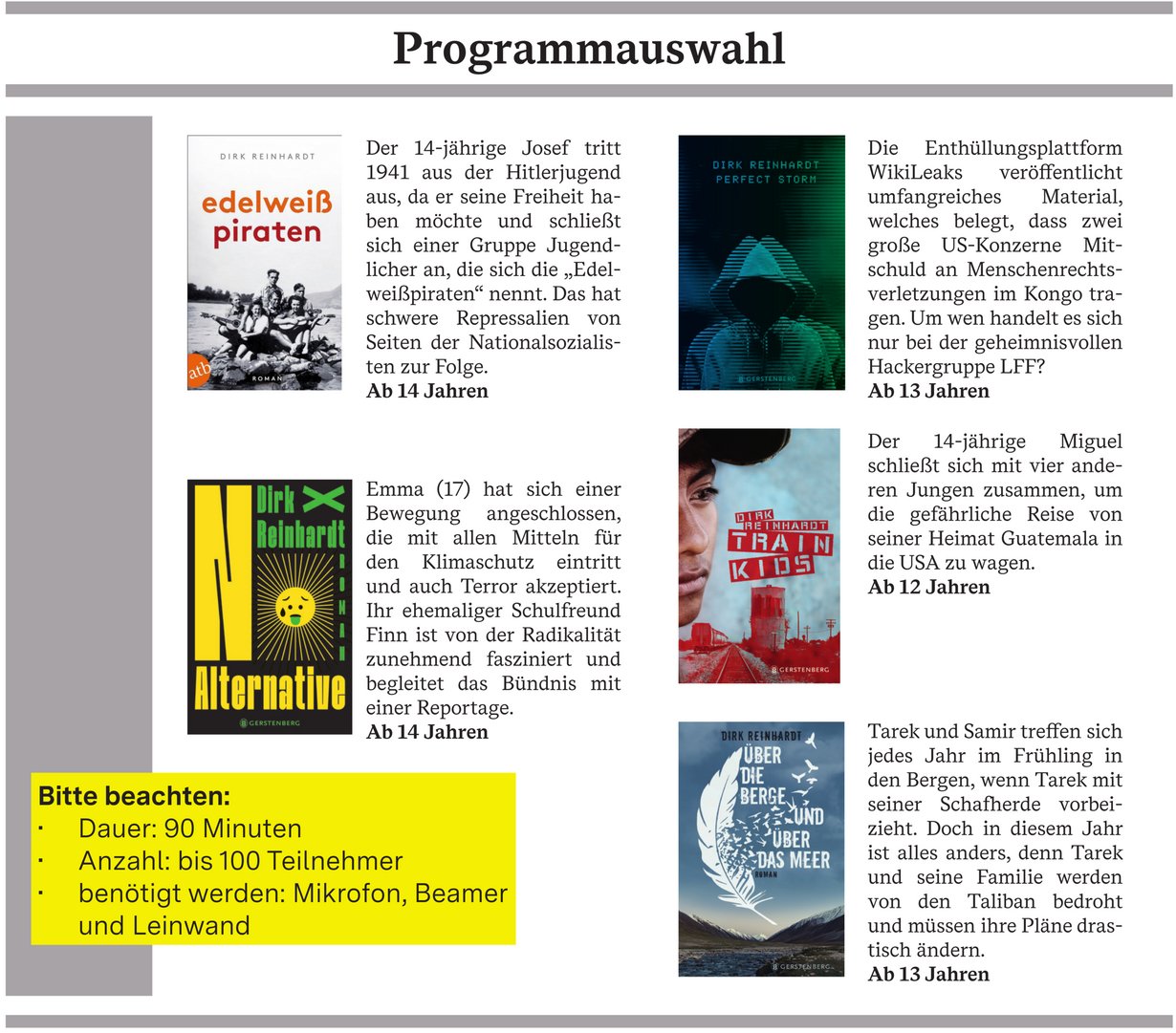 Auszug aus der Programmseite der Veranstaltungsreise 2026 mit Dirk Reinhardt
