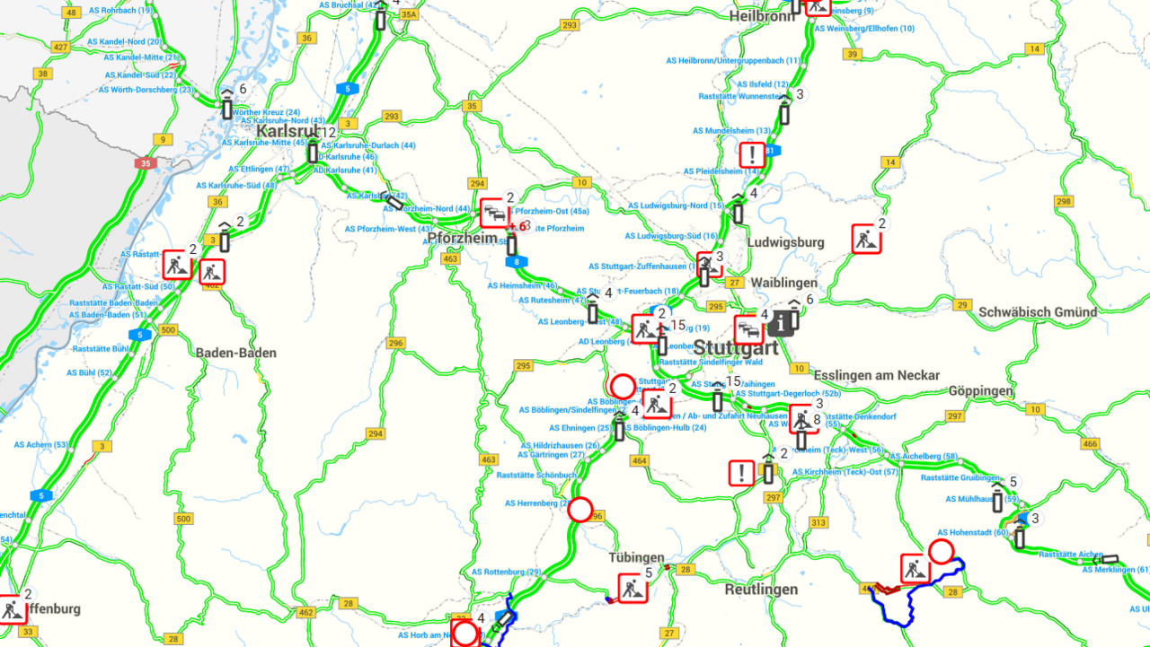 VerkehrsInfo BW - Karte