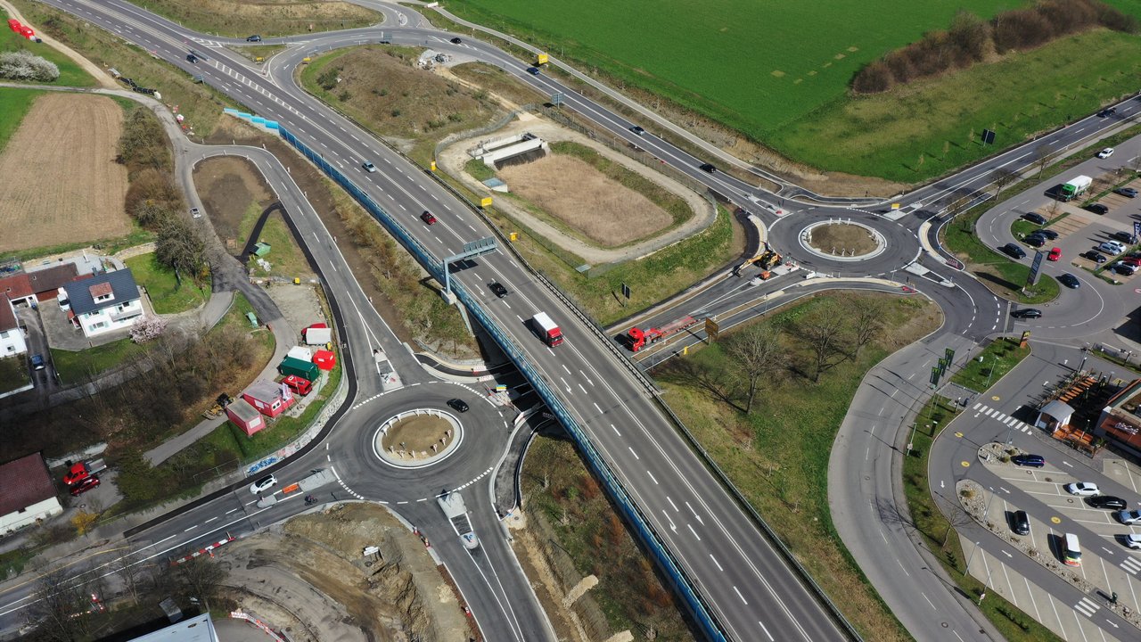 Luftbild von der neuen Anschlussstelle Überlingen-Nord (Abigknoten)