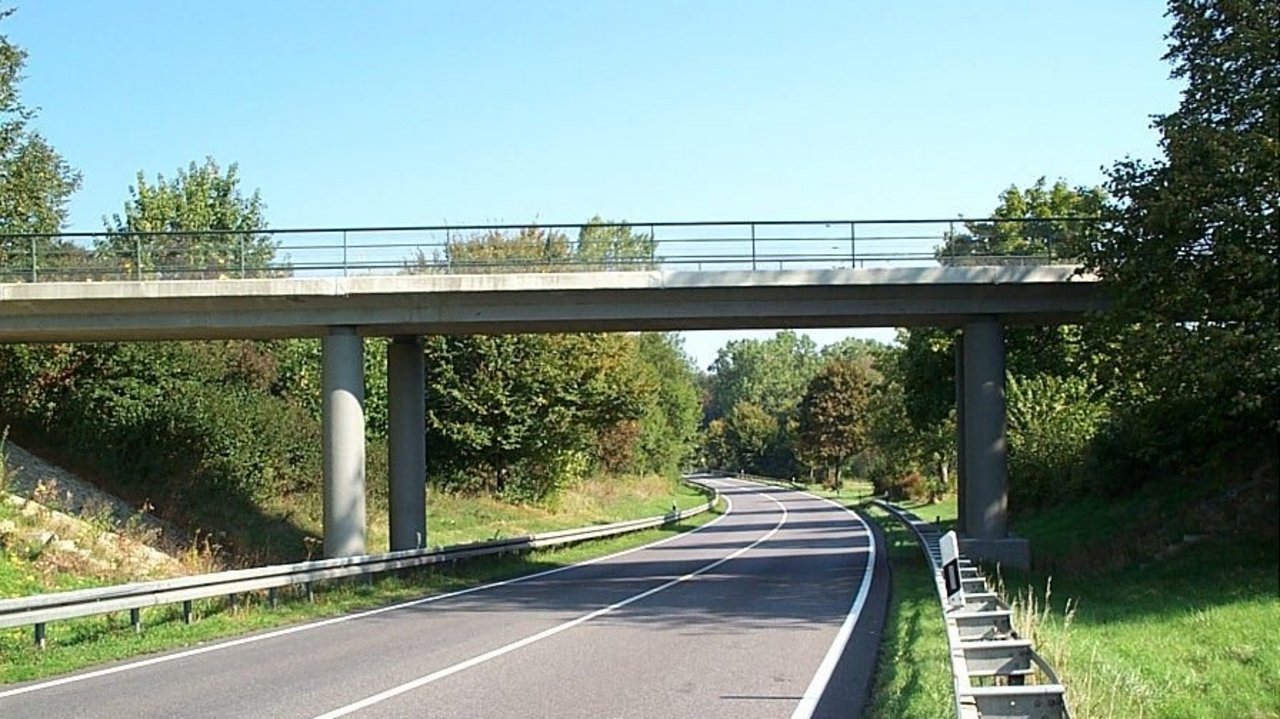 Blick auf die Brücke über den Gemeindeweg in Richtung Tannenbühl 