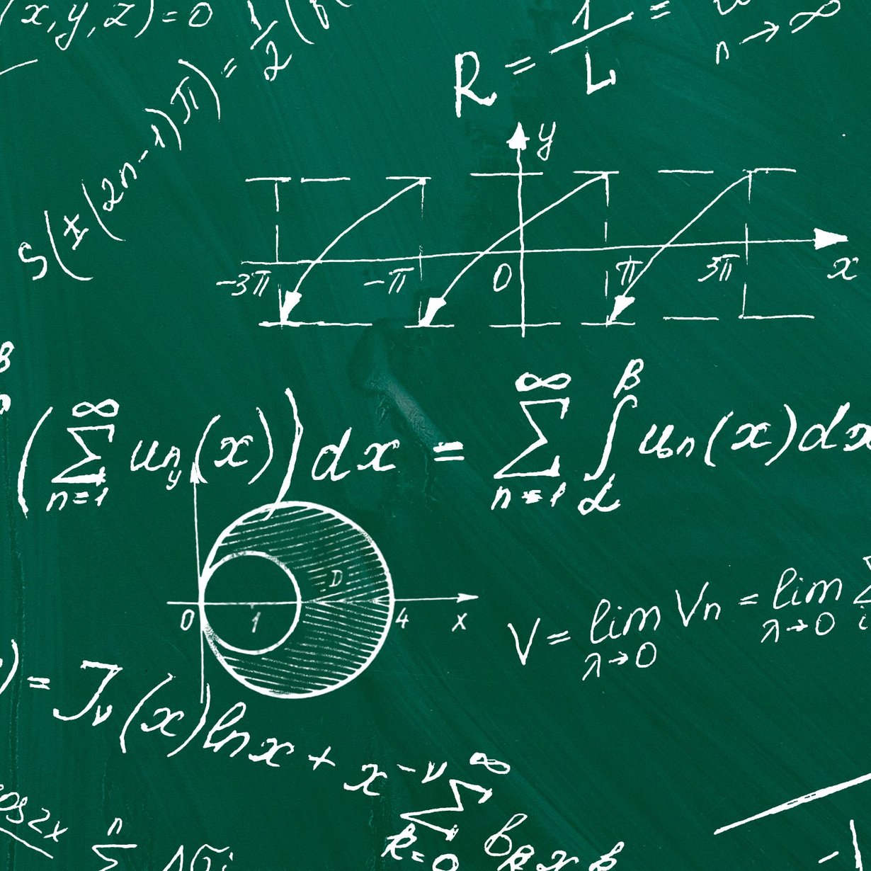 Schultafel mit Matherechnungen
