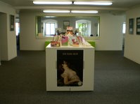 Eingangsbereich mit Verbuchungstheke in der Stadtbibliothek Bad Saulgau im 'Alten Kloster'