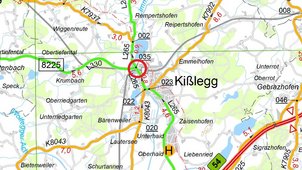 Straßenkarte mit Lage des Bahnübergangs
