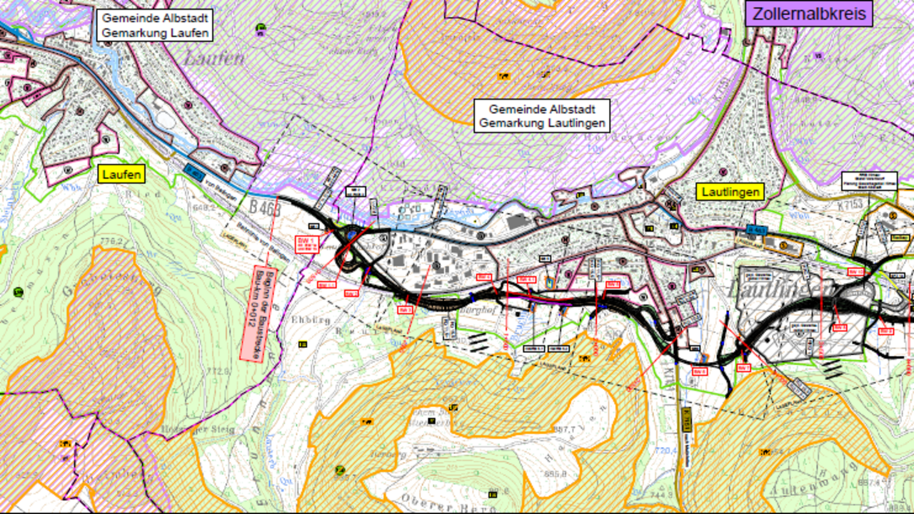 Übersichtsplan B463 Ortsumfahrung Lautlingen