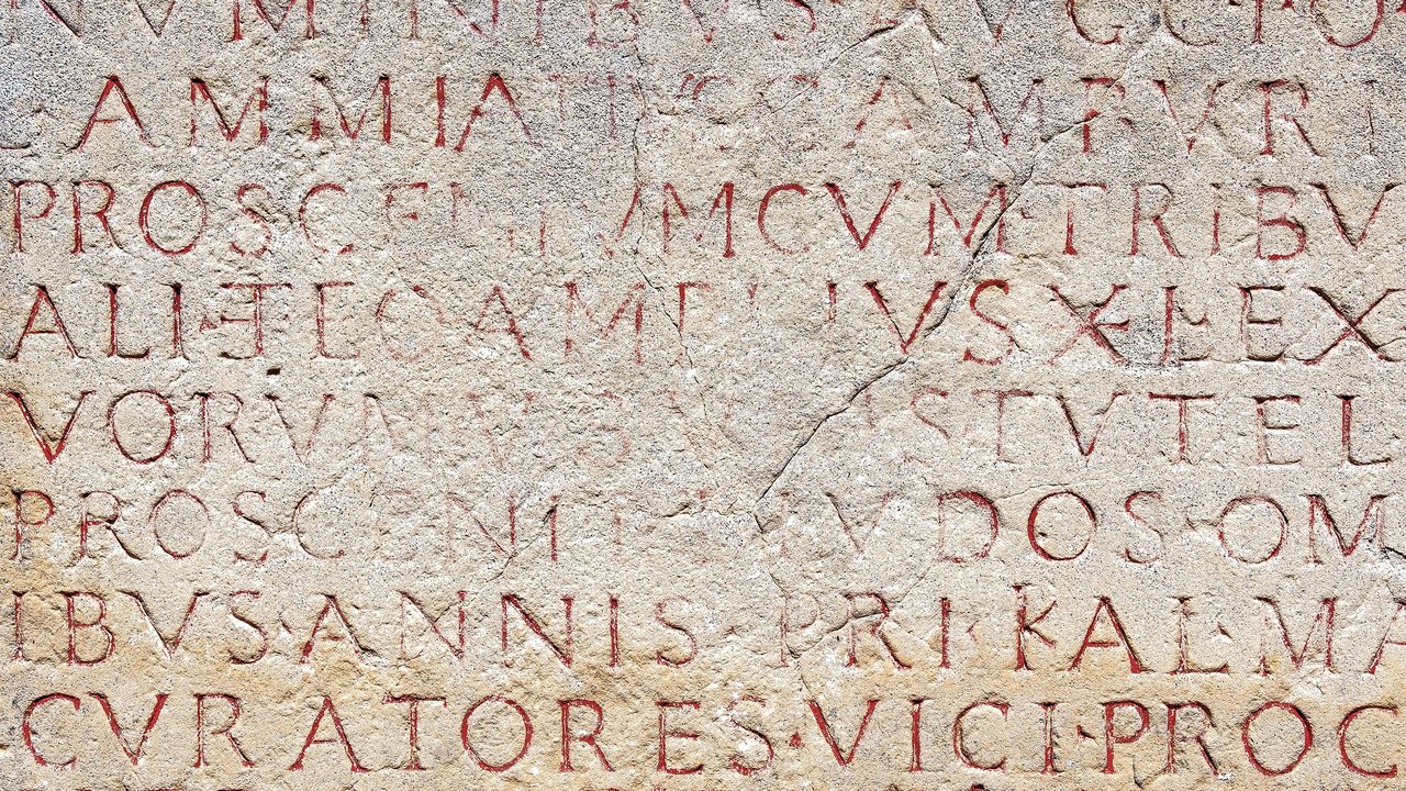 Lateinische Inschrift Steintafel mit lateinischer Inschrift