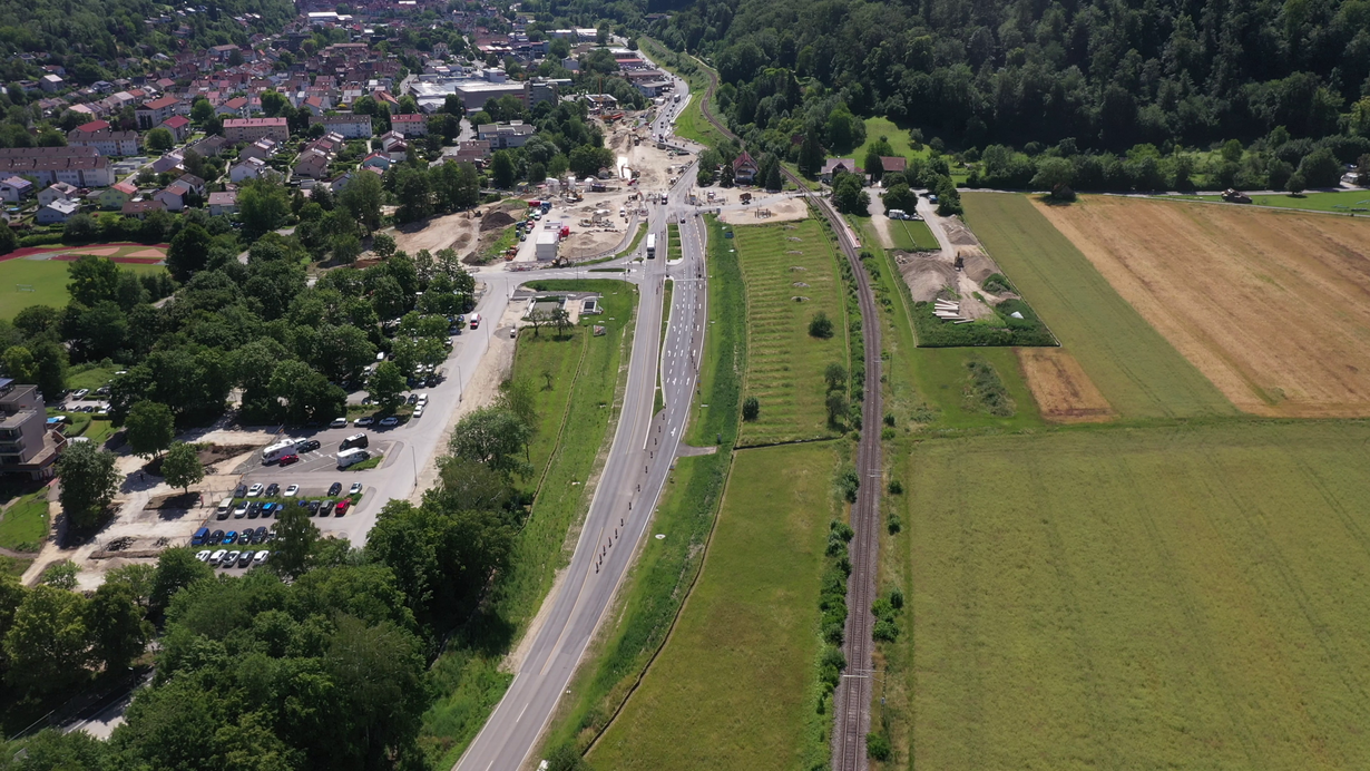 Luftbild einer Straße