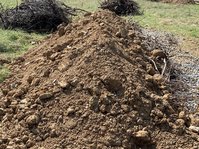 Ein Erdhaufen auf einer Wiese