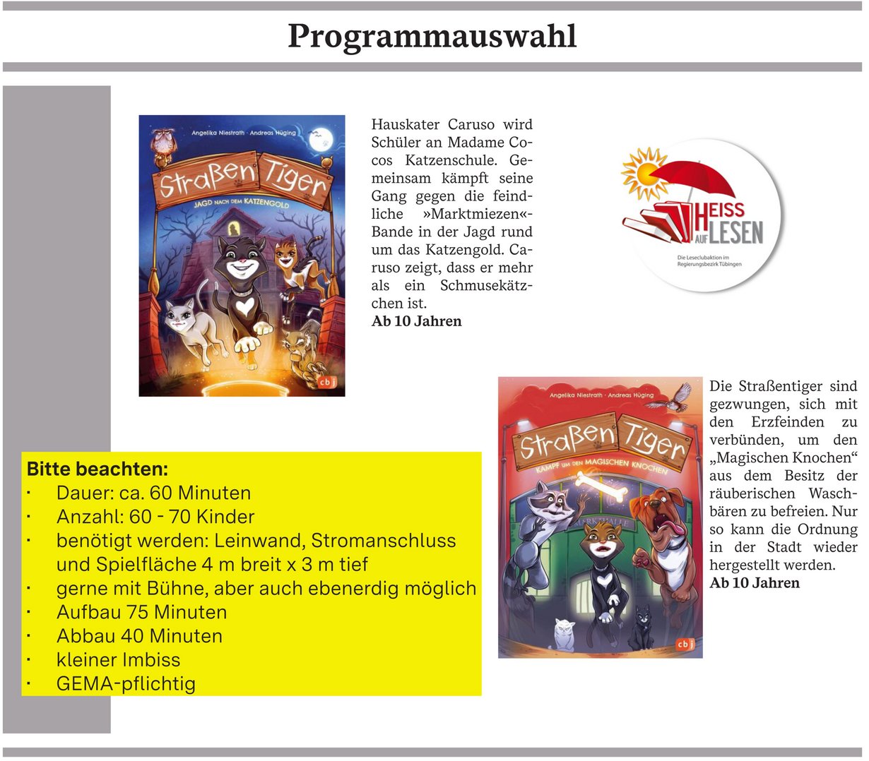 Auszug aus der Programmseite der Veranstaltungsreise 2026 mit Andreas Hüging