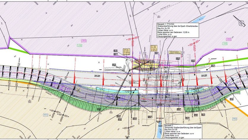 Plan der Behelfsbrücke
