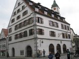 Stadtbücherei im Kornhaus, Wangen im Allgäu Fachwerkgebäude der Stadtbücherei im Kornhaus, Wangen im Allgäu