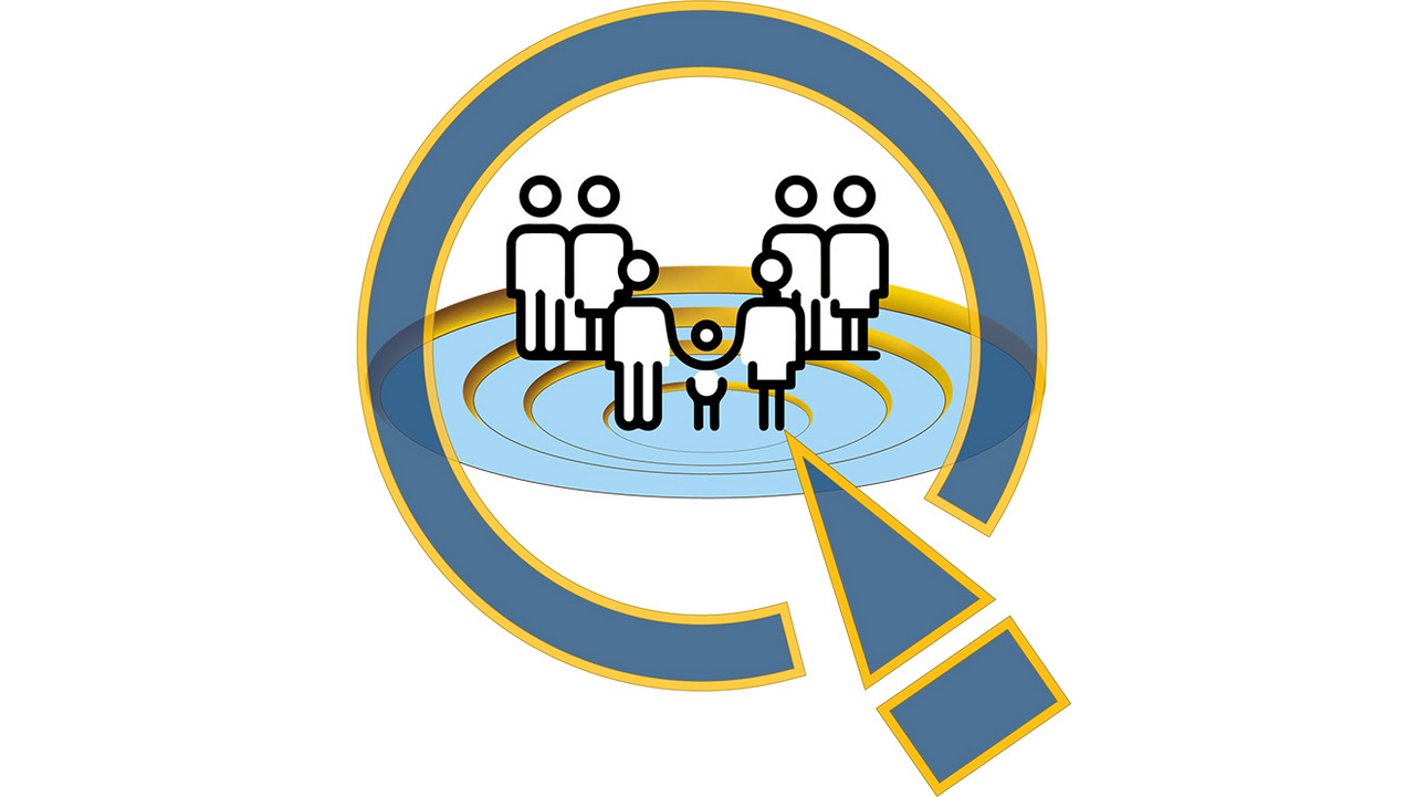 Das Foto zeigt das LOGO Notfalltreffpunkt. Es sind mehrere Personen in einem Kreis versammelt.