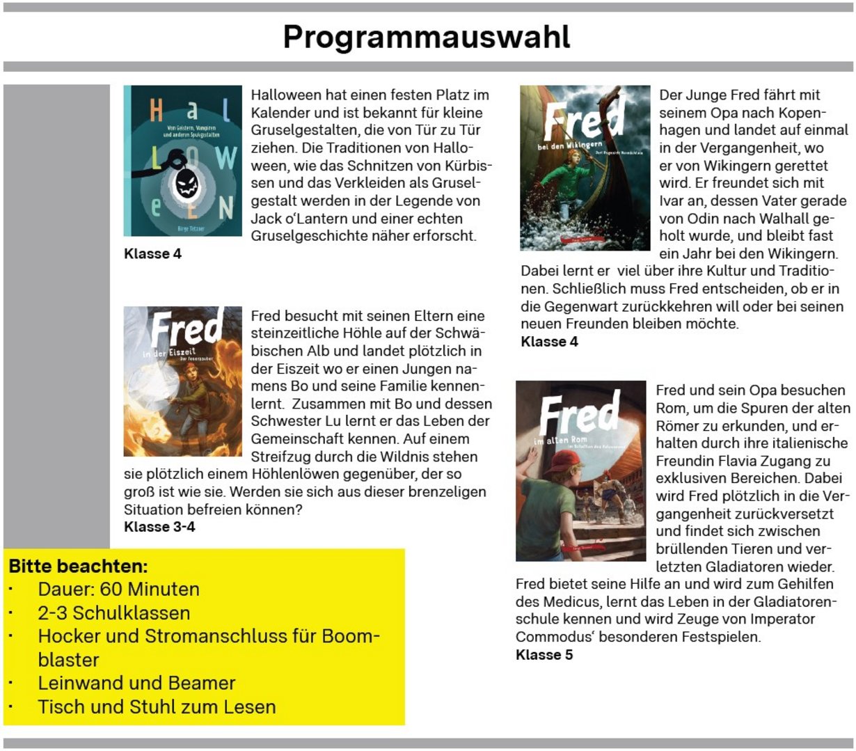 Auszug aus der Programmseite der Veranstaltungsreise zum Frederick Tag 2026 mit Birge Tetzner