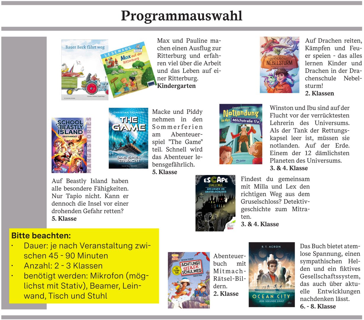 Auszug aus der Programmseite der Veranstaltungsreise 2026 mit Christian Tielmann