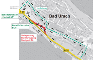 Ein Plan, der die Umleitungsstrecke während der Phase 2 zeigt.
