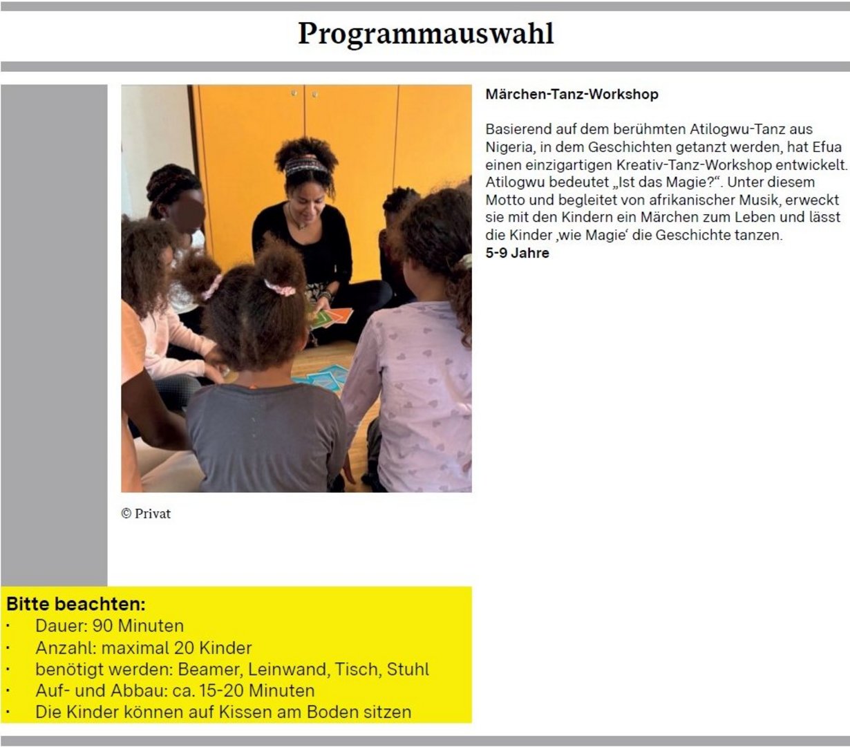 Efua Traoré - Programmangebot