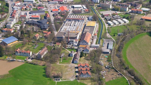 Wangen, Luftbild ERBA, vor der Sanierung