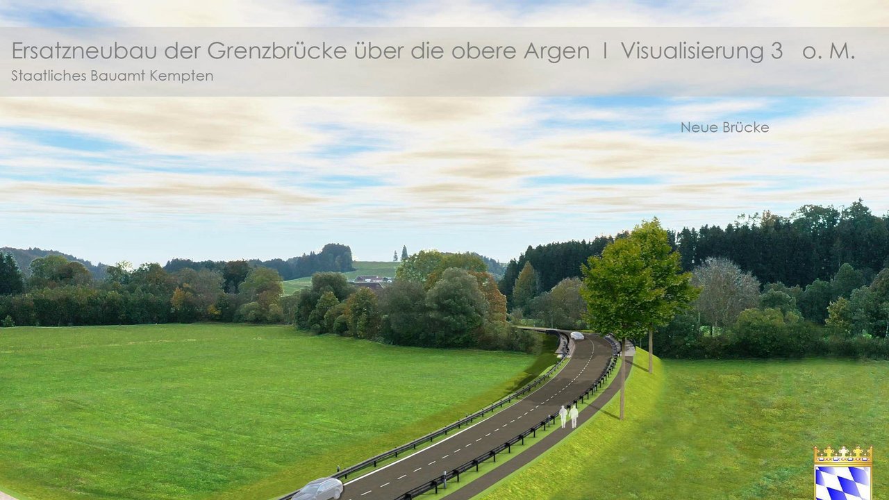Visualisierung des Ersatzneubaus der Grenzbrücke über die obere Argen 